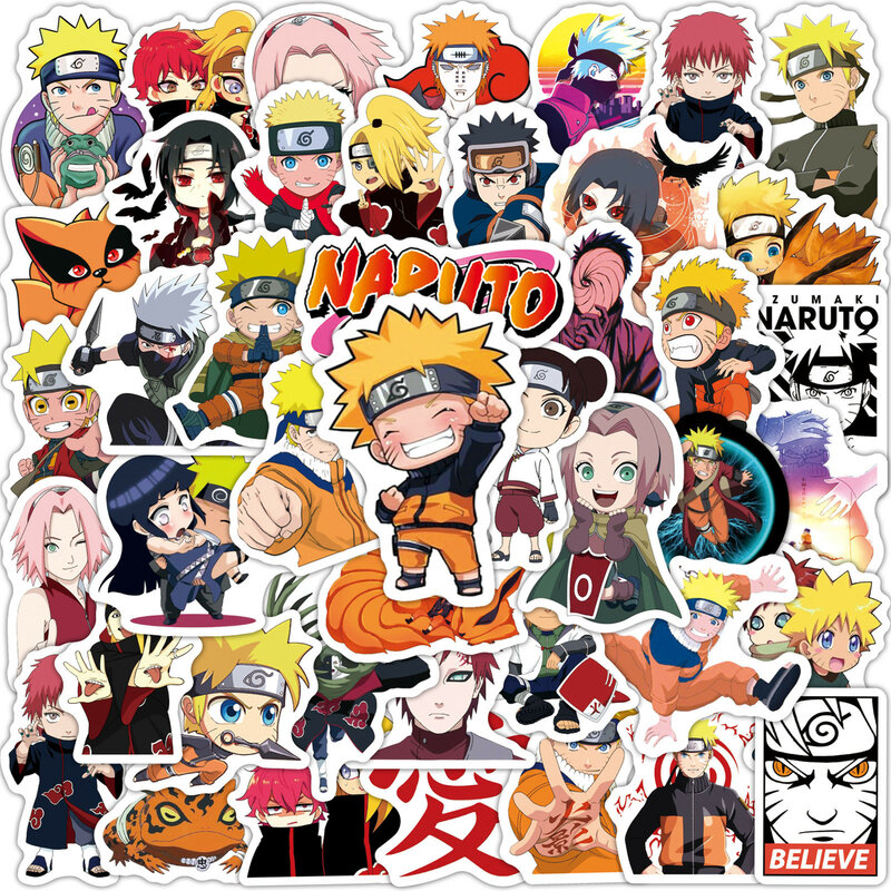 10/50/100pcs Anime Naruto Stickers for Laptop Graffiti Suitcase Car Waterproof Cartoon Sticker Decal Children Toy Gift