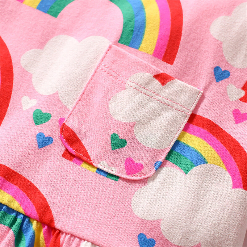 Jumping Meters-vestidos de princesa para niñas, ropa de manga corta, color rosa arcoíris, fiesta escolar, cumpleaños, 2 a 7 años