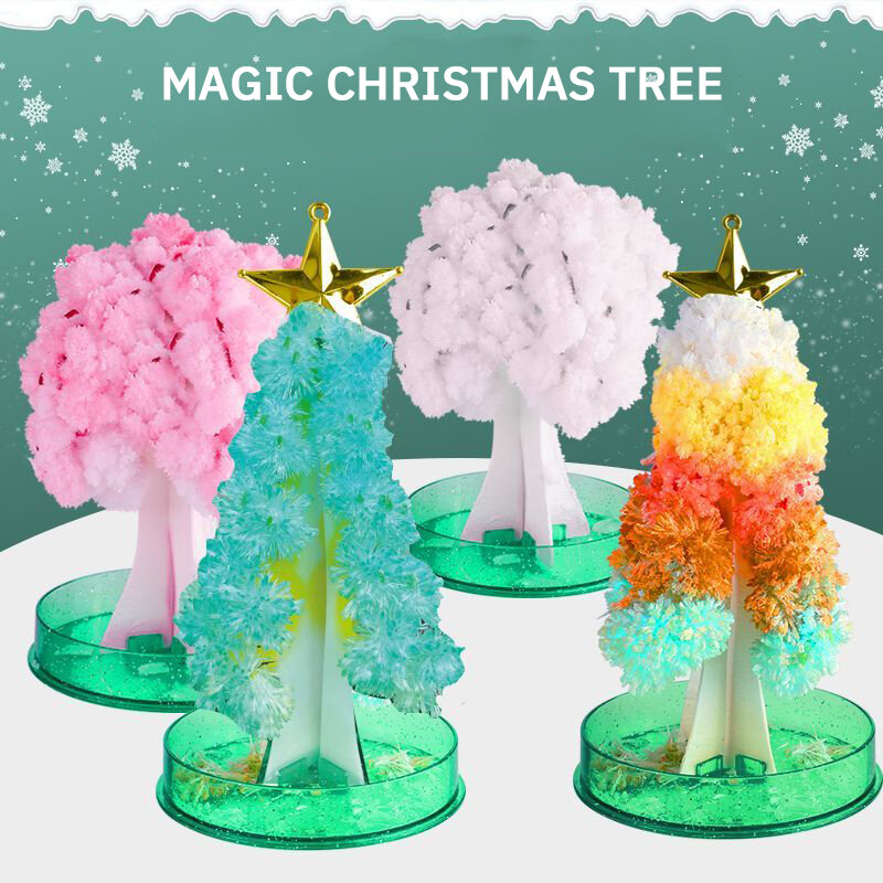 Árvores de cristal de papel mágico para crianças, árvore de Natal mágica, brinquedos científicos, ornamentos de mesa, Sakura crescente