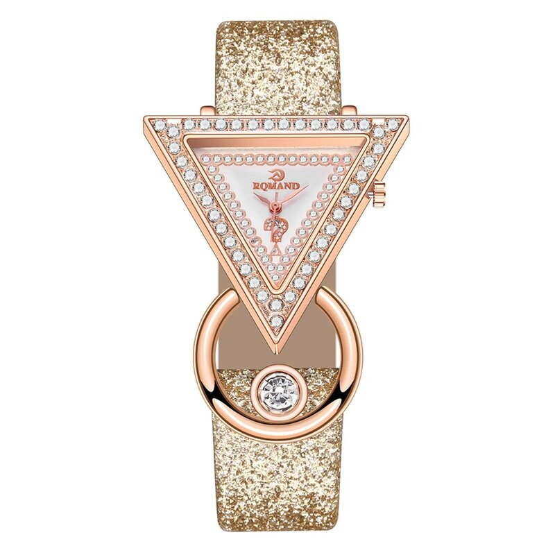 Montre à quartz avec bracelet en acier pour femme, montre triangle pour femme, vitrail, mouvement analogique, tendance de luxe, cadeau à la mode