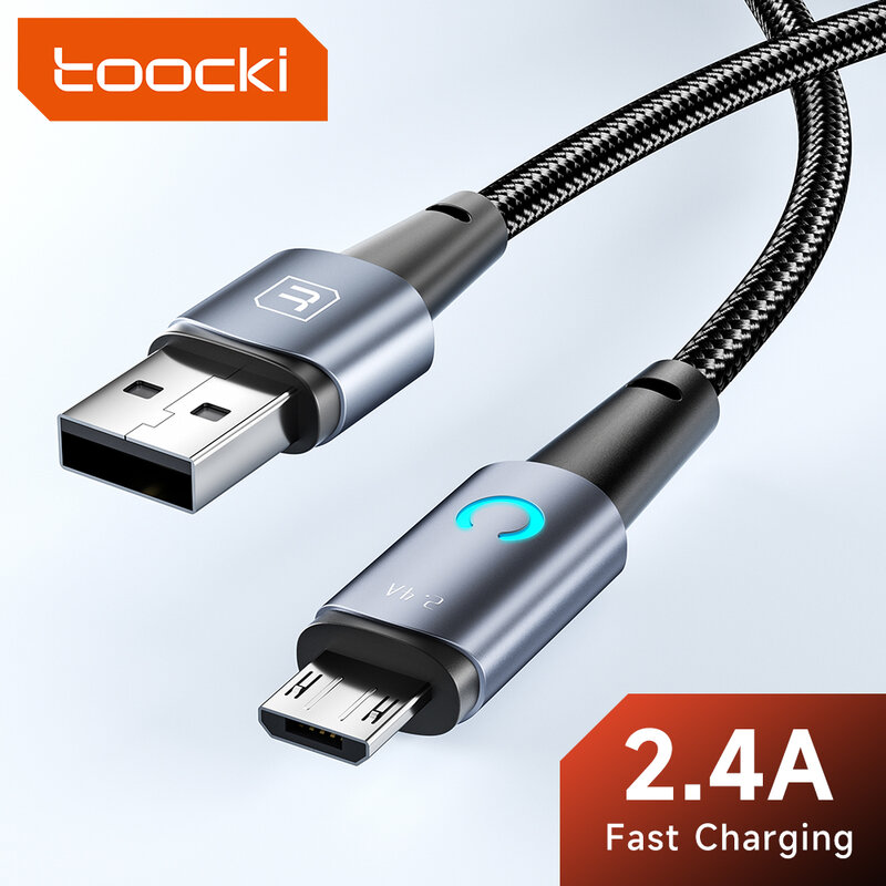 Toocki-마이크로 USB 케이블 2,4a, 삼성 샤오미 레드미 안드로이드 휴대폰용 고속 충전 데이터 코드 와이어