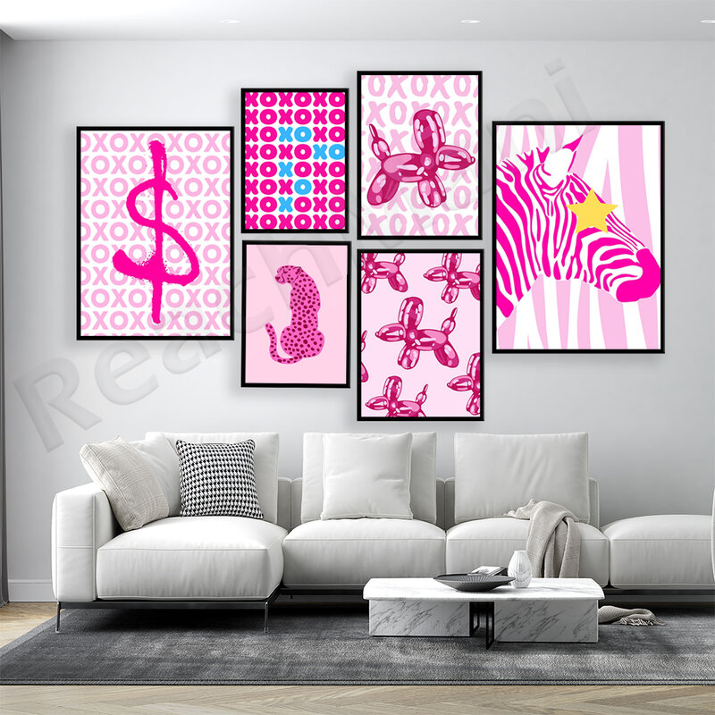 XOXO – affiche d'art mural rose Preppy, toile d'art Floral Vintage, affiche esthétique, tableau d'art mural, décor de maison moderne