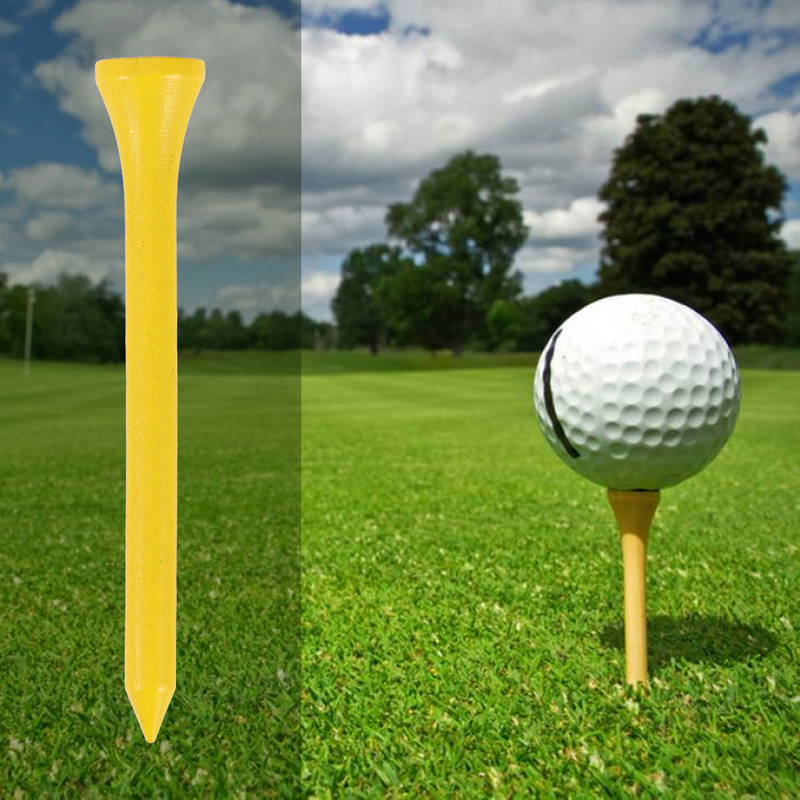 Golf de madera para deportes al aire libre, 100 piezas, 7cm de longitud, amarillo