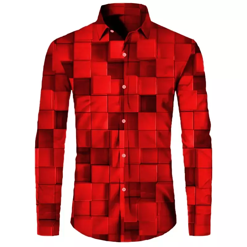 Camisa con solapa y botones para hombre, color rojo, amarillo, gris, arcoíris, tendencia de moda, suave y cómodo, nuevo estilo, Otoño, 2023