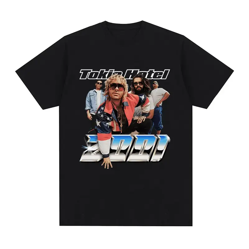 Niemcy zespół rockowy Tokio hotelowa koszulka z grafiką męska moda Hip Hop Punk T-Shirt z krótkim rękawem casualowa bawełniana Oversized shirts