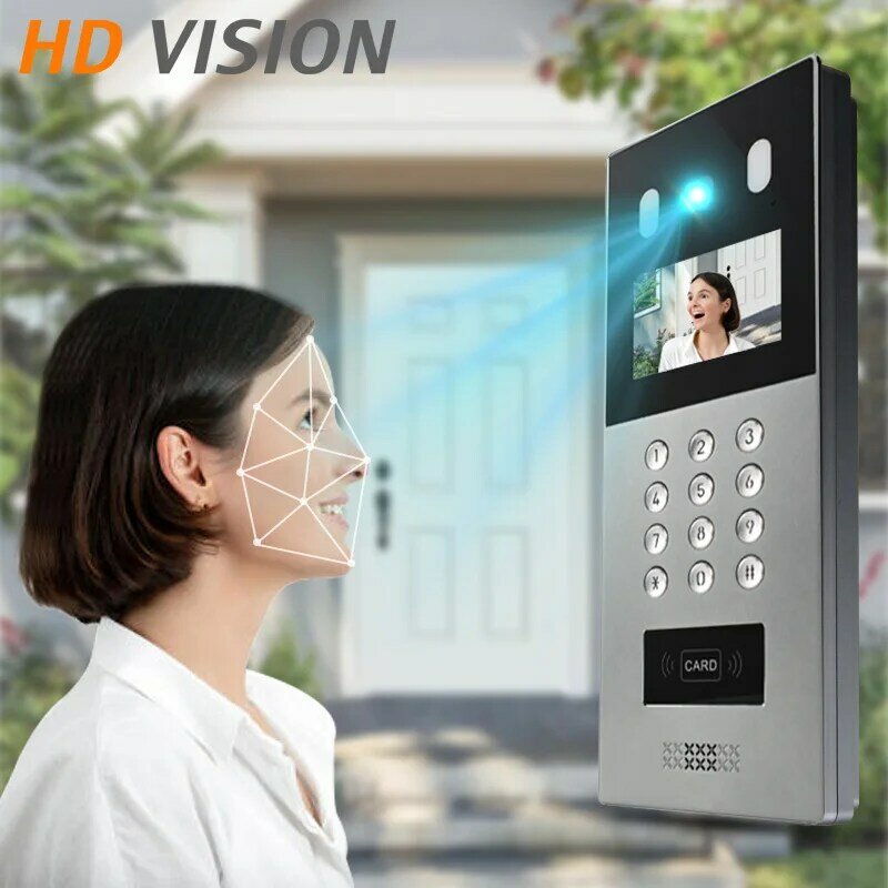 Hd visual campainha host indoor monitor câmera suporta cartão ic controle de acesso vídeo porteiro campainha sistema