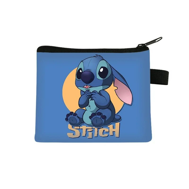 MINISO Disney-monedero de felpa de Lilo Stitch para niños, monedero de poliéster con cremallera, Mini billetera para niños, niñas y mujeres para regalo