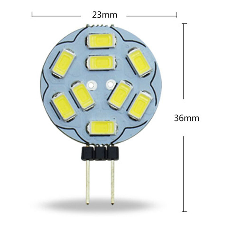 10 pz/lotto lampadine a LED G4 9 SMD 5730 AC 12V G4 Base Bi-Pin lampadina a LED lampadina alogena di ricambio DC 20W, bianco freddo 6000K