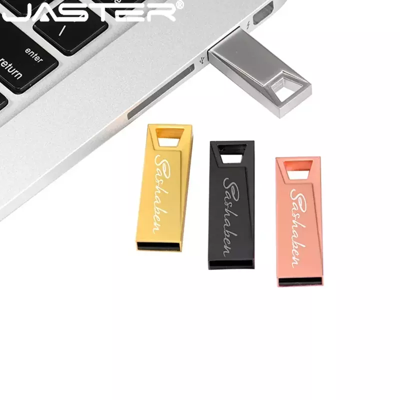 JASTER Free Custom Logo Trapezoidal Hole Top Pen Drive 128GB Memory Stick with Paper Box 64GB Creative Gift USB Flash Drive 32GB