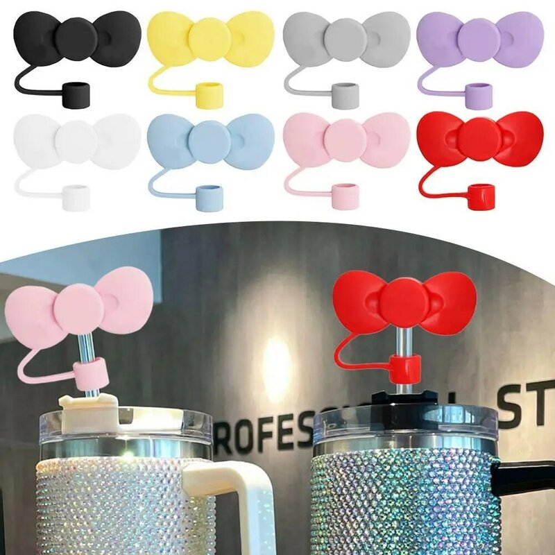 Lovely Bow Straw Covers Cap Toppers pour Stanley, 30 et 40 OZ TumJeff Cup, Réutilisable, Cute Silicone Straw Tips, veds Protect Covers, New