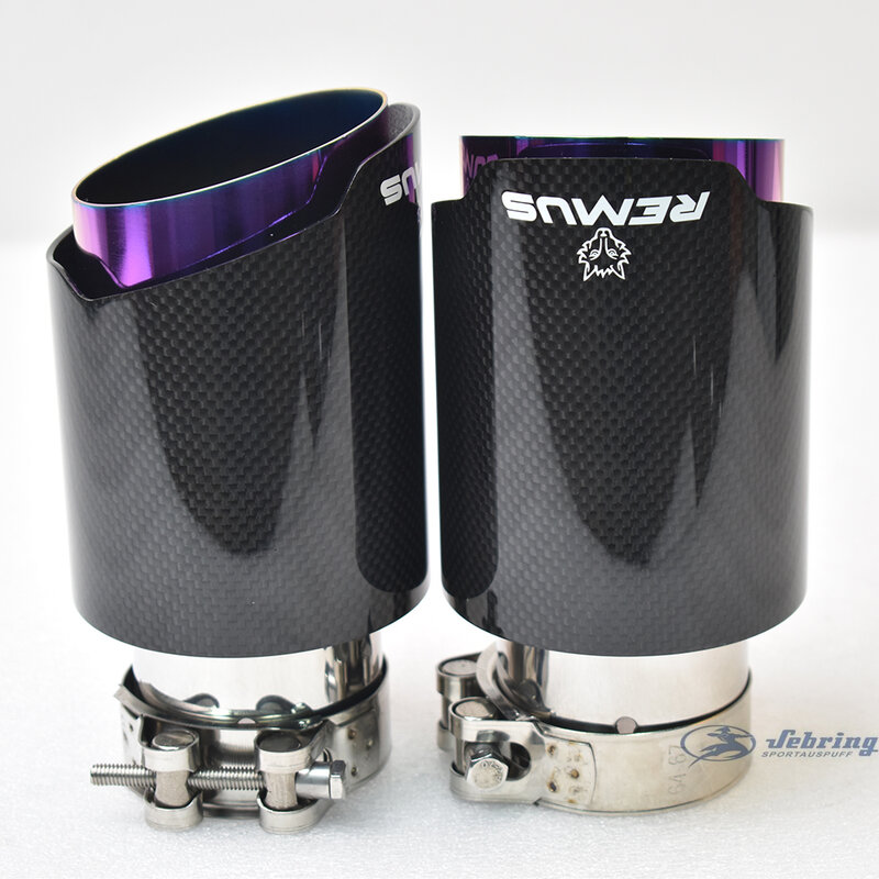 1PC REMUS Car Exhaust tip Purple Pipe  Glossy Carbon Fiber Plain Muffler pipe Automobile parts exhaust pipe modification