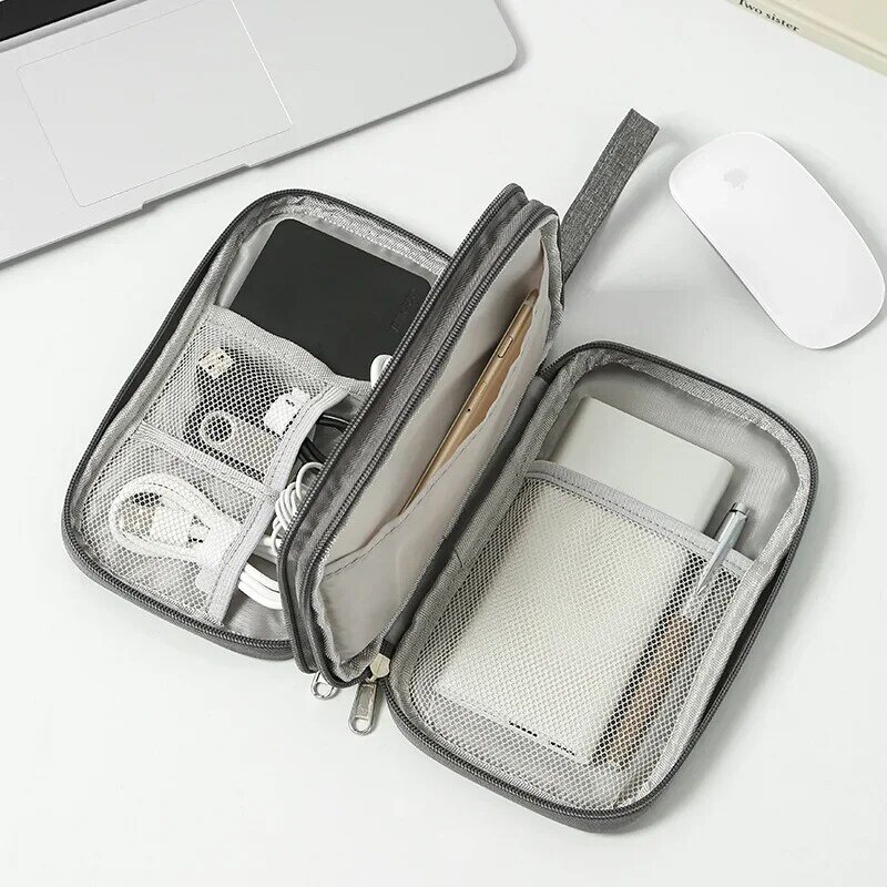 Organizzatore di borse per la conservazione dei prodotti digitali da viaggio portatile borsa per cavi multistrato per cuffie ricarica borsa per cavi dati USB tesoro