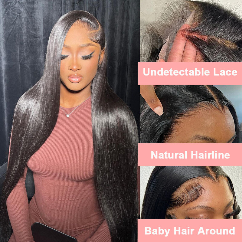 Straight Glueless HD Lace Frontal Wig Ready To Wear With Baby Hair Hair 13x4 Lace Frontal Wig Preplucked 7x5 Lace Closure  Wig