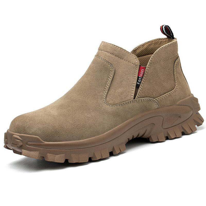 Zapatos de seguridad de cuero de vaca antigolpes para hombres, calzado de trabajo de soldadura, Indestructible, resistente al desgaste, para exteriores, nuevo