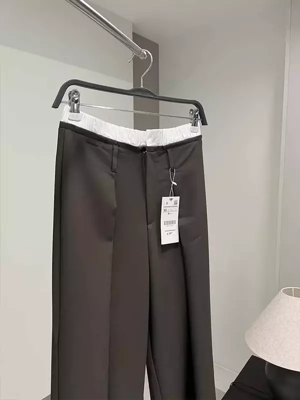 Frauen neue Mode Flach winkel Unterwäsche Spleißen Design lose plissierte Hose mit weitem Bein Vintage mittlere Taille weibliche Hose Mujer