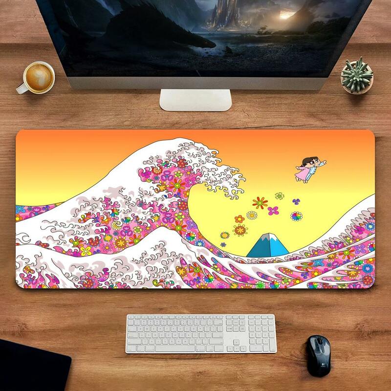 Natural Rubber Desk Rug 900x400UECYXOP Arte Grandes OndasHome Gaming PC Mouse Pad Japan Anime Gaming Non-Slip Pad