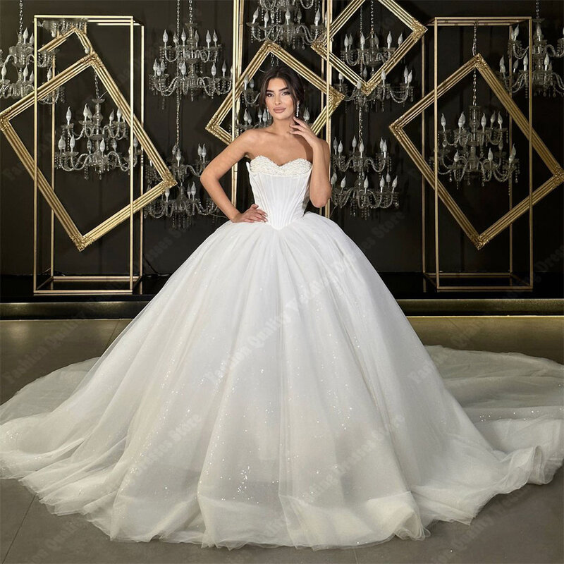 Delicate Tulle Finish Women Wedding Dresses Popular Shining Bridal Gowns Latest Launch Mopping Length Princess Vestidos De Novia