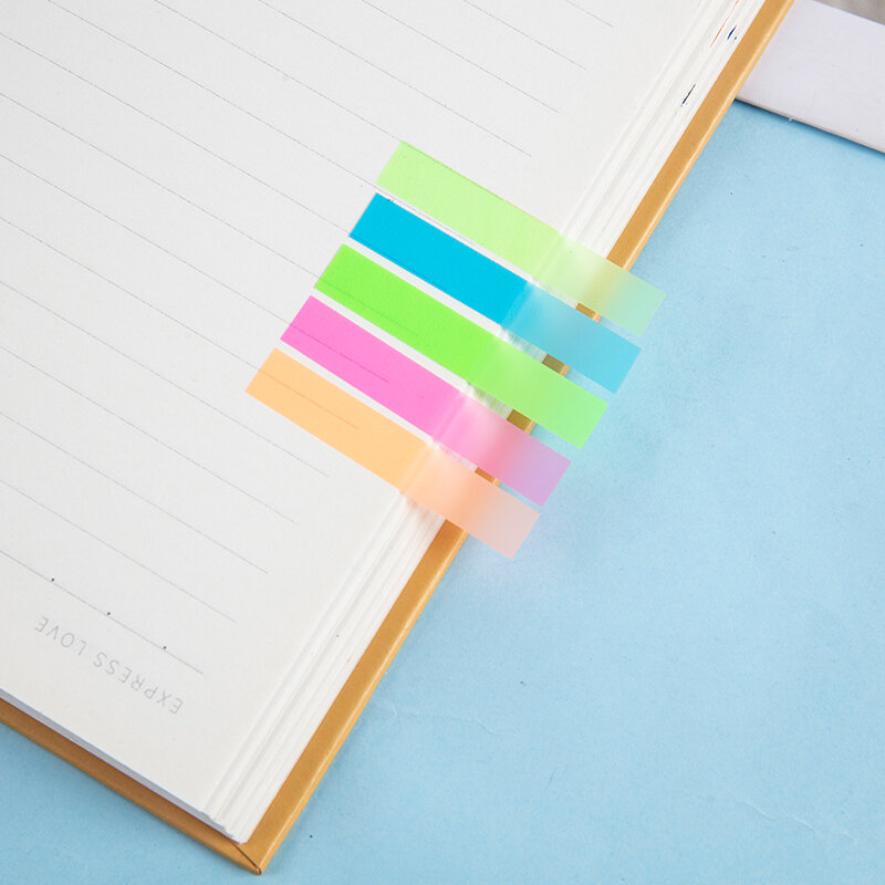 300Pcs Color Sticker Transparent Fluorescent Index Label Tabs Flags Sticky Note Stationery Children Gifts School Office Supplies
