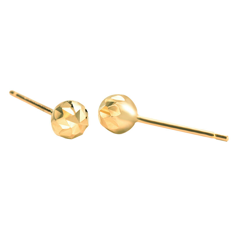 14K Solid Gold Laser Wulst Ohrring Weibliche AU585 Einfache Vielseitig Ohr-piercing Anti-allergie Paar Temperament Ohr zubehör