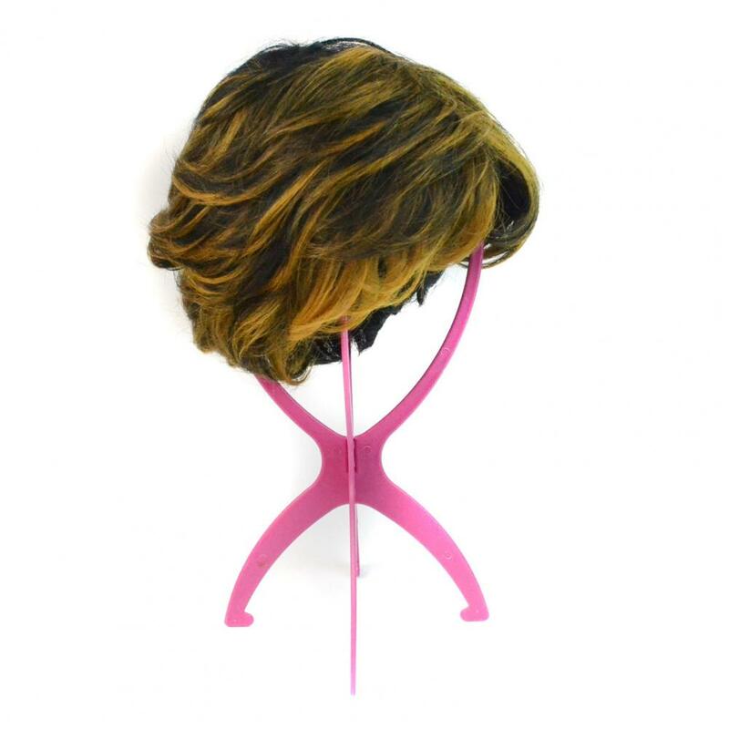 Wig plastik berdiri mudah dilipat, rak pemegang rambut, kepala Wig perjalanan portabel, aksesori rambut, Rak pengering