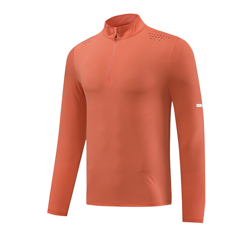 Prayger-Camiseta moldeadora de cuerpo para hombre, prenda deportiva ajustada de manga larga con cremallera y bolsillo, secado rápido