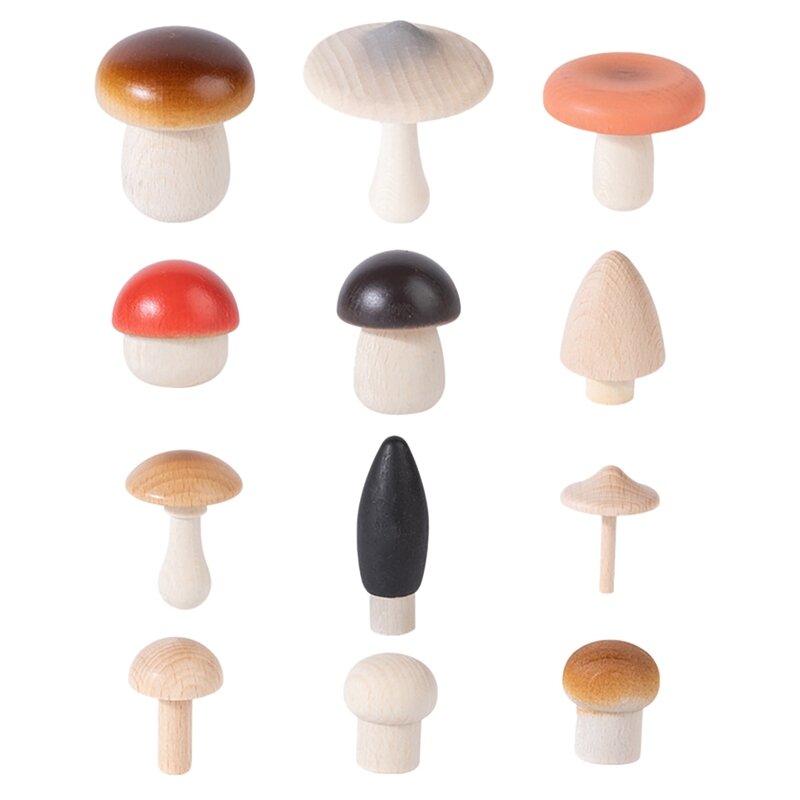 천연 미완성 나무 버섯 세트, DIY 장난감 인형 장식, 수제 어린이 장난감, 직배송, 14 개