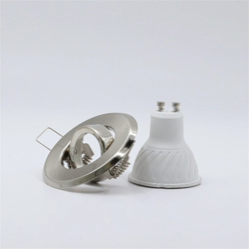 Easy Replacement Adjustable Angle Tiltable Stain Nickel Round Cut Hole 45mm Iron Metal Lamp Holder Spot Light Housing