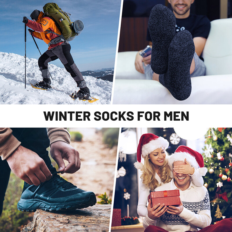 Kaus kaki Merino wol tebal untuk musim dingin 5 pasang handuk tetap hangat kaus kaki Terry musim dingin kaus kaki hadiah Natal Tahun Baru kaus kaki Rusia untuk pria