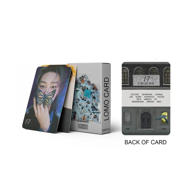 Coleção de cartões LOMO estilo coreano para fãs, ídolos Kpop, Wonwoo Jeonghan Boxed Card, 17 Best Album, 17 IS Right Here Photocards, 55pcs por conjunto