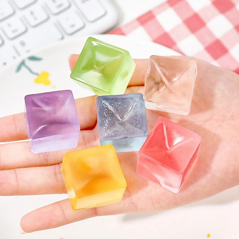 Squishy Ice Cube Fidget Toy para Crianças, Stress Ball, Squeeze Toys, Birthday Party Favors, Classroom Prizes, 6Pcs