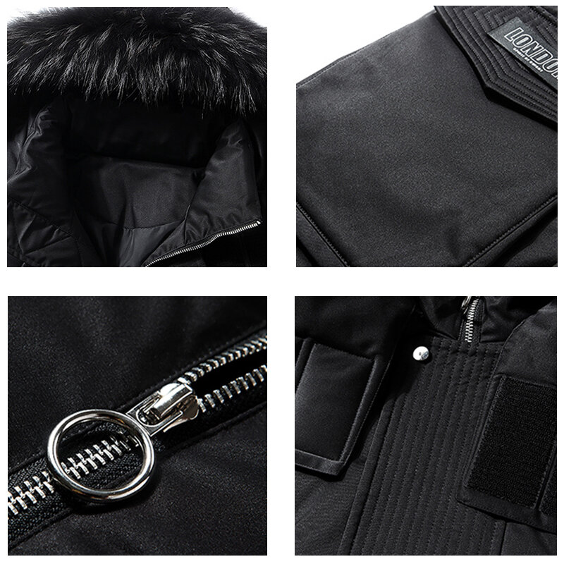 XKWT-캐주얼 비즈니스 롱 후드 윈드브레이커 코트 남성용, 따뜻한 다운 자켓, 단색 패션 파카, 2023 브랜드, 겨울