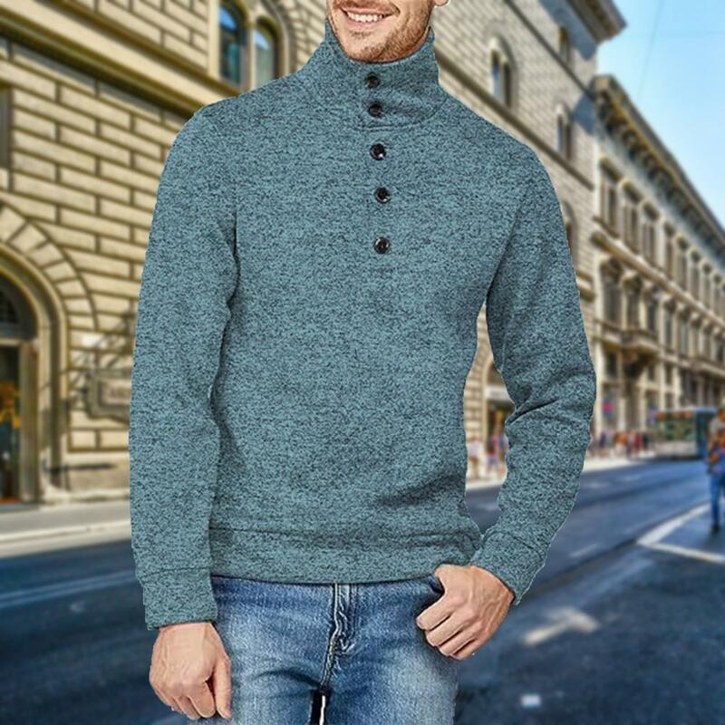 Autumn Sweater Half Turtleneck Warm Stylish Loose Fit Men's Pullover for Casual Sports Wear Tops