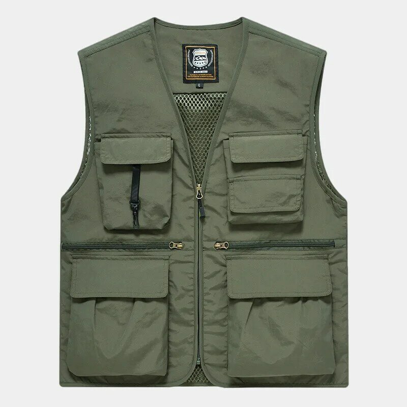 MAN VEST Fishing Clothing Denim Male Jackets Sleeveless Jacket Luxury Men's Embroidered Hunting Plus Size Outerwear Camping Work