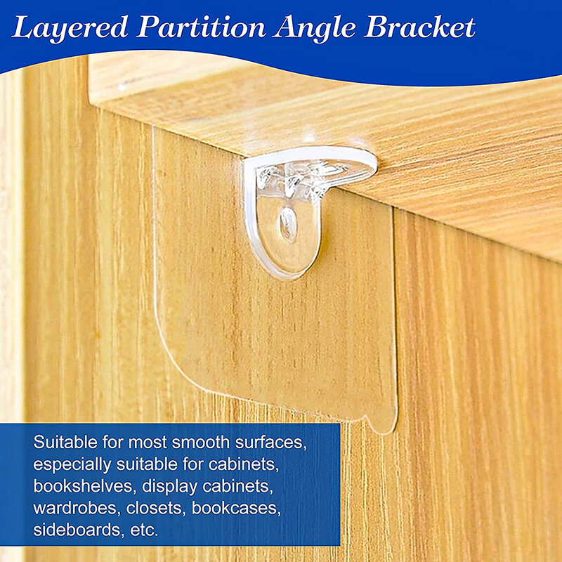 4/10Pcs Adhesive Support Shelf Bracket Non-Perforated Wardrobe Strong Partition Layer Fixed Paste Hook Home Kitchen Accessories