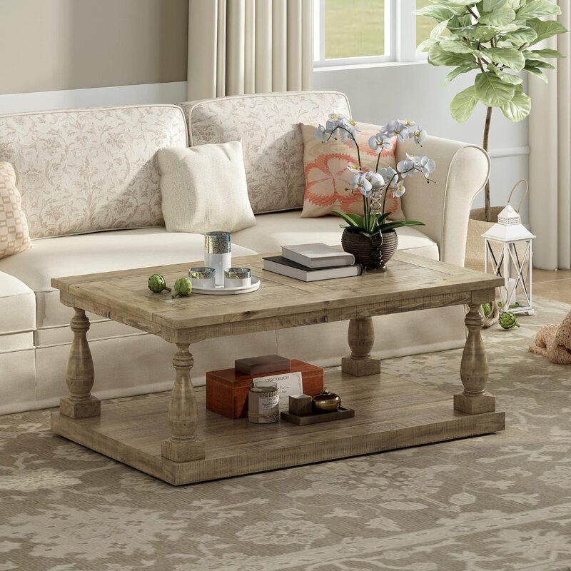Coffee Table with Storage, Modern Living Room Reception, Wooden Coffee Table