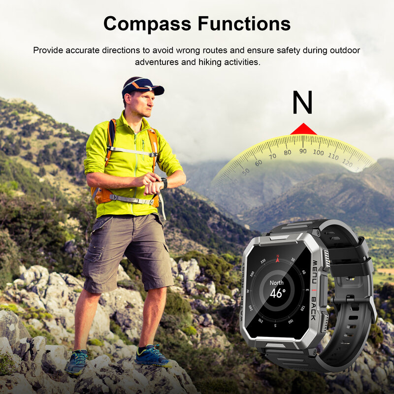 Blackview W60 2024 New Smartwatch 2.01'' HD Display TFT Rugged Smart Watch for Outdoor With Emergency Lighting Bluetooth Calling