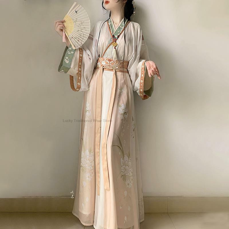 Robe Hanfu de la dynastie Song pour femme, costume de cosplay féminin, support de tenue de fête, danse folklorique traditionnelle chinoise des Prairies, ensemble vintage