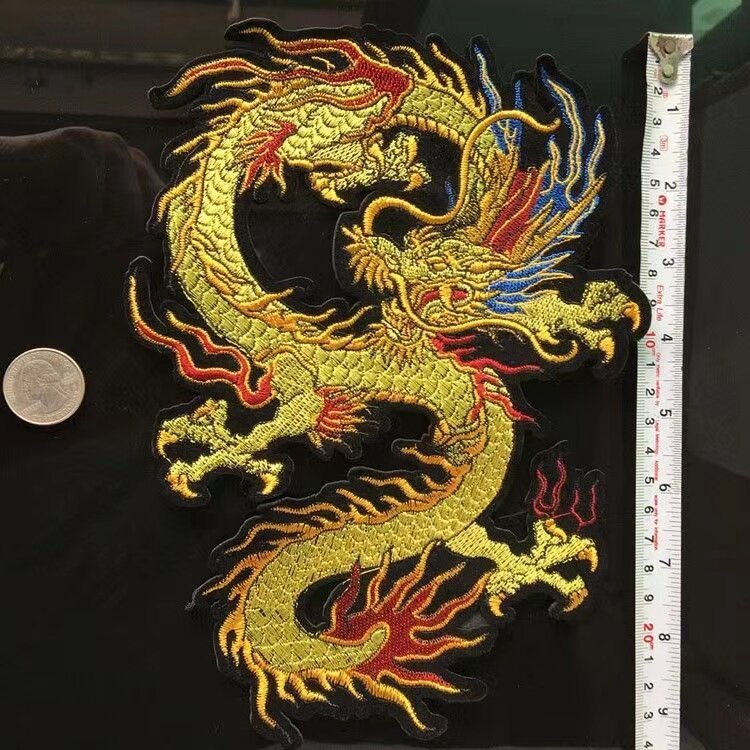 Draak Borduurwerk Terug Zelfklevende Drakenpatch High-End Chinese Stijl Vijf Klauw Gouden Draak Hanfu Qipao Accessoires Sticker