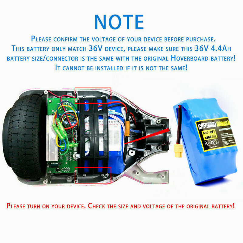 Hover Board Battery-36v 10s2p 4400mAh 리튬 배터리 팩 전기 스쿠터 트위스트 자동차 전동 스쿠터, 36v 4.4Ah 충전식 배터리