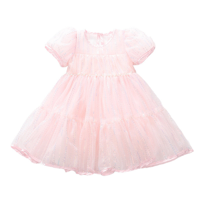 Letnia sukienka dziewczęca 2024 nowa modna dziewczynka różowa słodka sukienka księżniczki letnia sukienka dla dziewczynek kochaj życie Cosplay