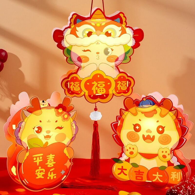 Handgemaakte Nieuwe Jaar Draagbare Lantaarn Cartoon Licht Mid-Autumn Festival Lantaarn Led Lamp Nationale Wind Chinese Themalantaarn