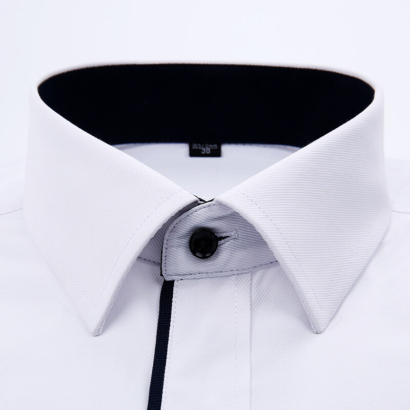 Camisa de manga comprida semi-formal masculina, combinando cores, ajuste regular confortável, botão para cima, camisas clássicas para atividades de negócios