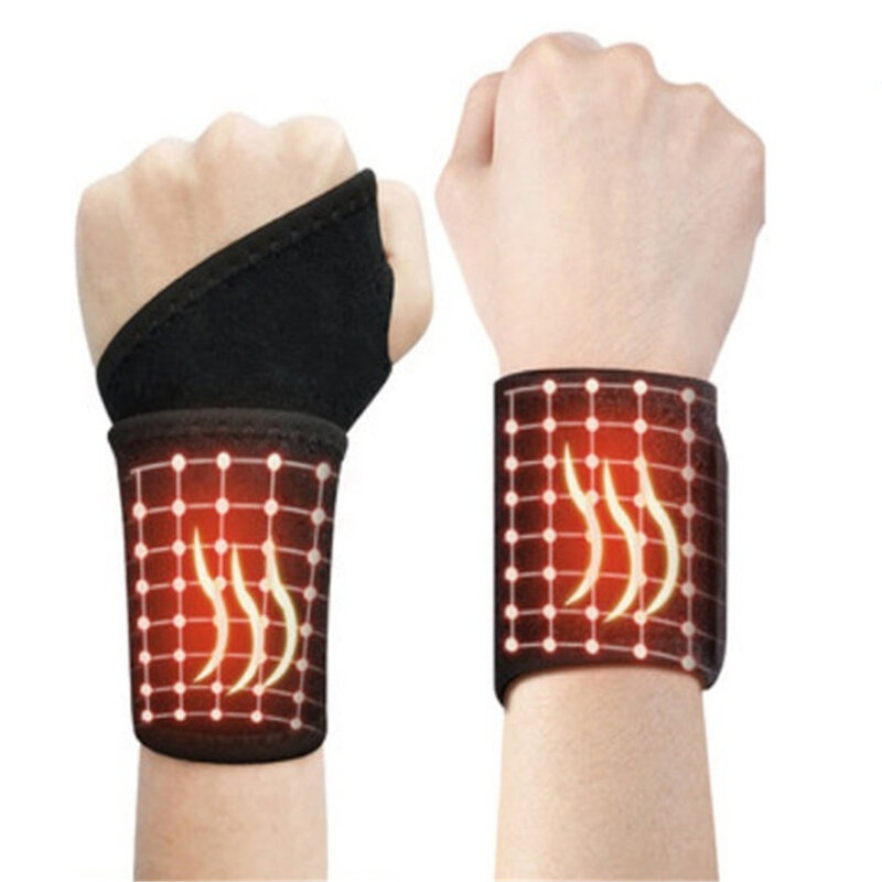 1 par turmalina auto-aquecimento cinta de pulso esportes proteção cinto de pulso infravermelho distante terapia magnética almofadas chaves artrite dor