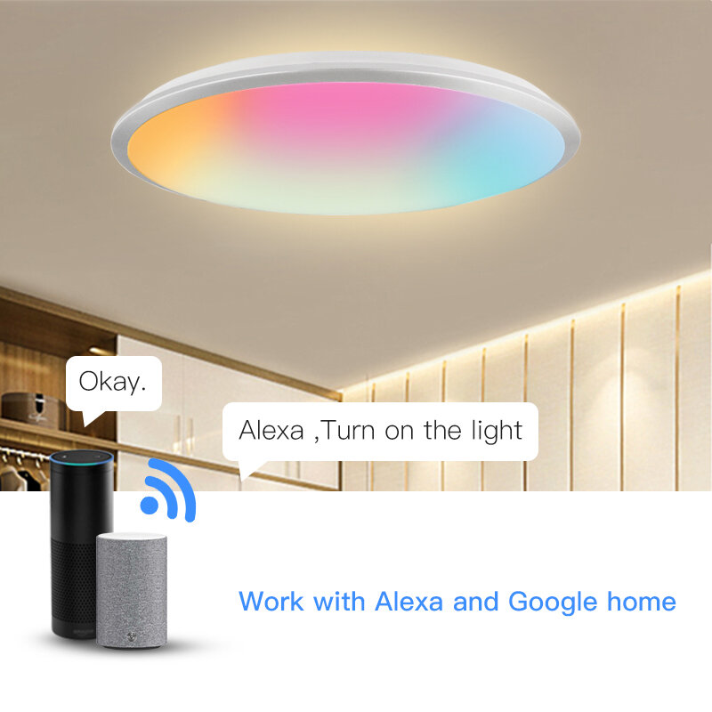 Lonsonho Zigbee 3.0 Smart Led Ceiling Lamps Lights 24W RGBCCT Light Lamp Tuya Smartlife Smartthings Alexa Google Home Compatible
