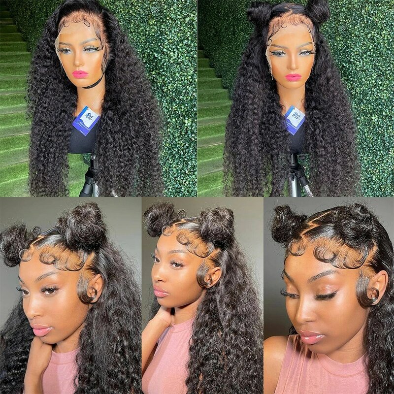 13x4 13x6 HD Lace Front Human Hair Wig Water Wave PrePlucked Frontal Wig Transparent Curly Human Hair Lace Frontal Wig For Women