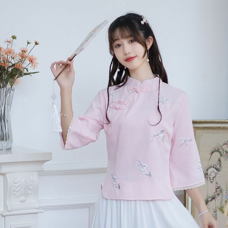 Tang Anzug Cheong sams Vintage ethnische Kleidung traditionelle chinesische Kleidung Frauen chinesische traditionelle Kostüm weibliche Stickerei Top