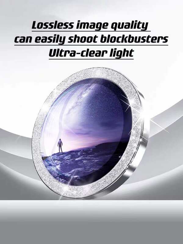 Glitter Bling Metal Glass Camera Lens Protector para Mulheres, Lens Ring Cover para iPhone 15, 14, 13, 11Pro Max, Plus, 12 Mini, 15Pro, 14Pro