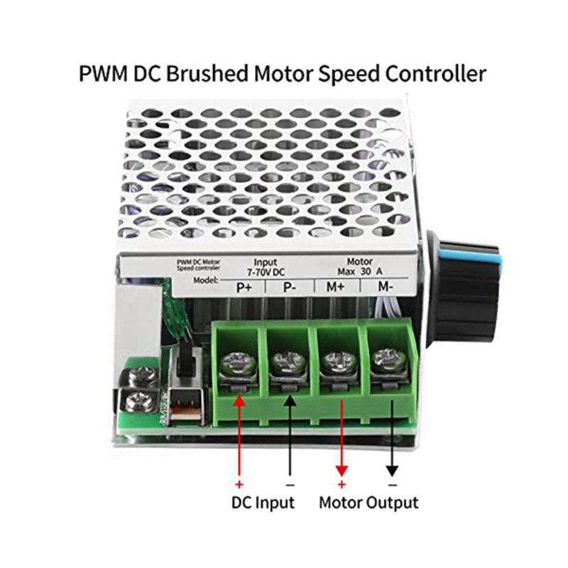 ตัวควบคุมความเร็วจอ DC ตัวควบคุม PWM มอเตอร์ PWM ปรับได้7-70V ตัวควบคุมความเร็วรอบ30A 12V 24V 36V 48V