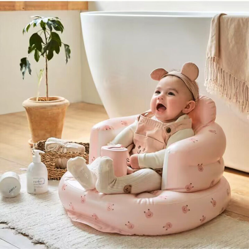 Sofa tiup bayi anak portabel, kursi mandi PVC multifungsi, kursi latihan duduk mandi