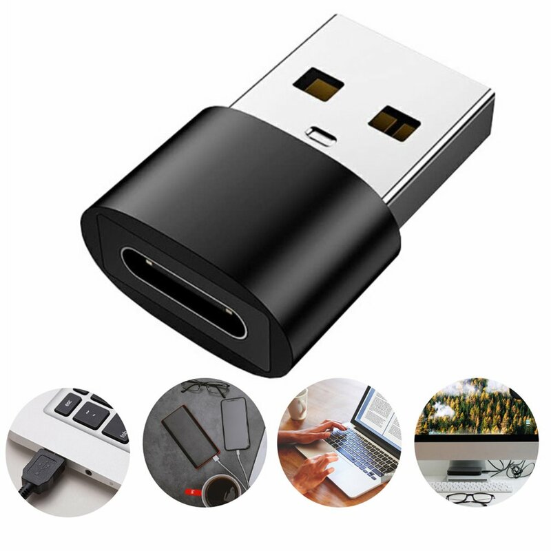 Tipo-C fêmea para adaptador de carregamento USB, Shell redondo, interface pequena, conversor durável para Airpods 2, 3, telefone, 2 pcs